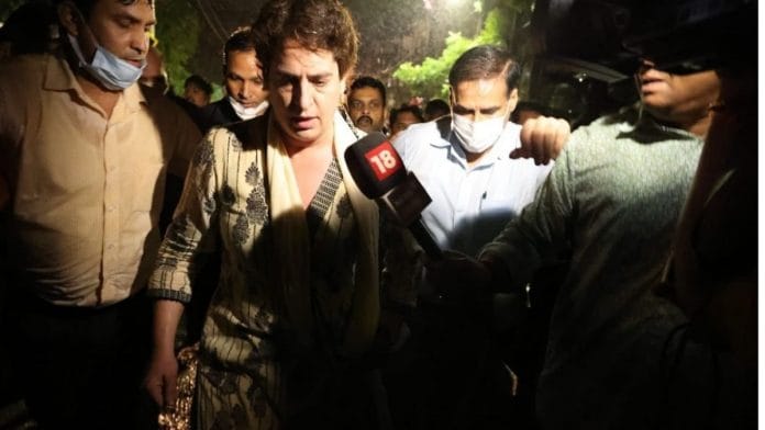Congress leader Priyanka Gandhi reach to meet the victims of the violence in Lakhimpur Kheri on 4 October 2021| PTI