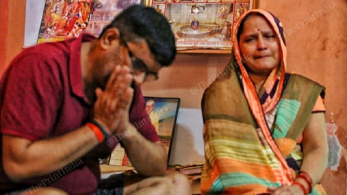 Vijay Mishra and Sushma Mishra, the parents of BJP worker Shubham Mishra | Photo: Praveen Jain/ThePrint