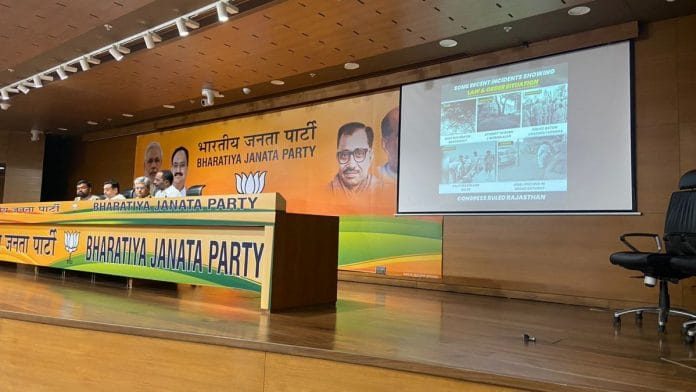 The BJP held a press conference at the party headquarters in New Delhi Tuesday | Neelam Pandey | ThePrint
