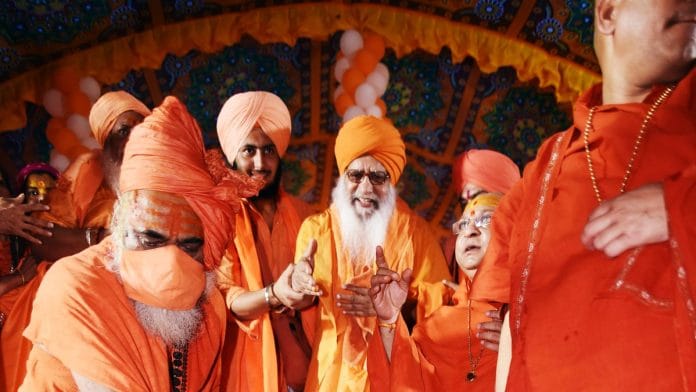 Representational image. | A file photo of Akhara Parishad General Secretary Hari Giri Ji during the coronation ceremony of the newly-appointed Mahant of Baghambari Gaddi Mutt, in Prayagraj on 5 October. | Photo: ANI