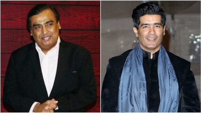 File photo of Mukesh Ambani (L) and Manish Malhotra