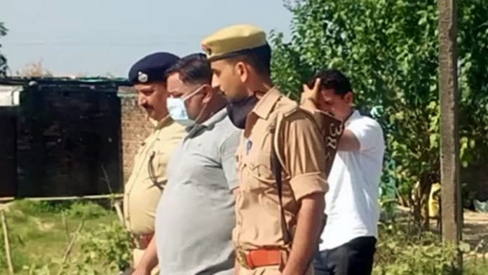 SIT takes Ashish Mishra and 3 others accused to recreate the crime scene in Lakhimpur Kheri, on 14 October 2021 | ANI photo