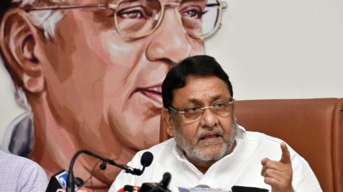 NCP leader Nawab Malik during a press conference in Mumbai on 14 October 2021 | ANI Photo
