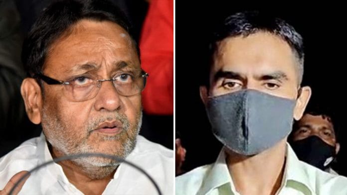 NCP leader Nawab Malik and NCB officer Sameer Wankhede | ANI