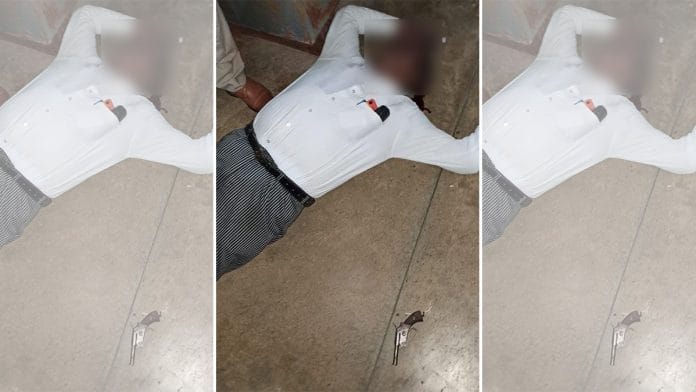 The body of Bhupendra Pratap Singh, the lawyer who was shot dead at the Shahjahanpur court complex in Uttar Pradesh Monday. | By special arrangement