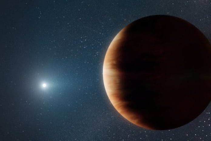 Artist’s rendition of the Jupiter-like planet and its white dwarf star. W. M. Keck Observatory/Adam Makarenko