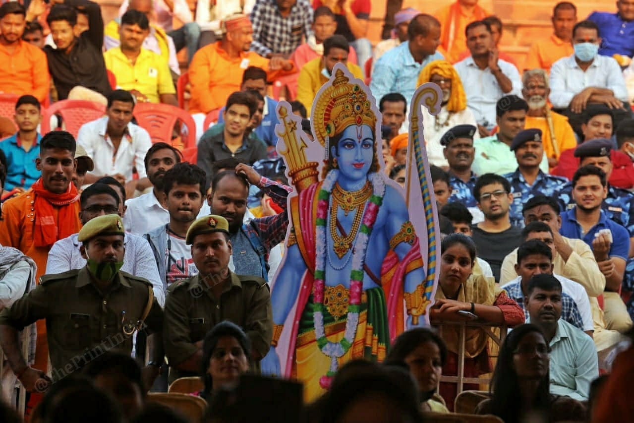 Bhagwan Shree Ram cut out at the Ramkatha Park where Yogi and others bjp leader s gave the speehes | Photo: Praveen Jain |nThePrint