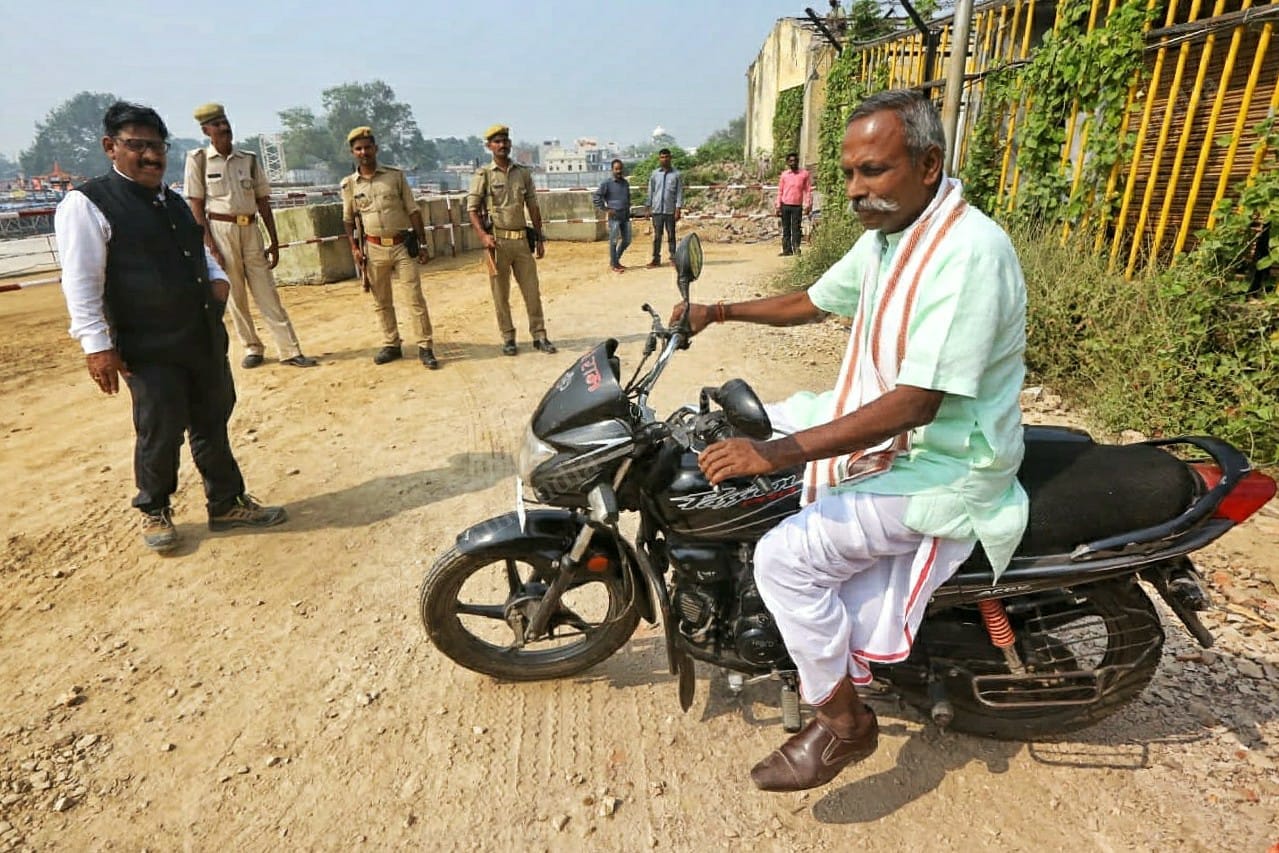 Gopal Das trusti of Ram janm Bhumi on the construction site of Ram janm Bhumi where construction is going on | Photo: Praveen Jain | ThePrint