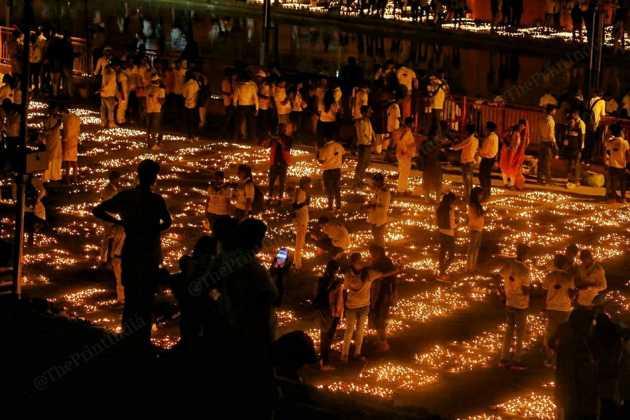 People lit diyas in Ayodhya | Photo: Praveen Jain | ThePrint