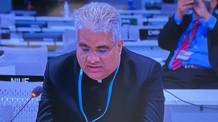 Environment Minister Bhupender Yadav during the opening plenary session of the Conference of Parties (COP) in Glasgow, on 31 October 2021