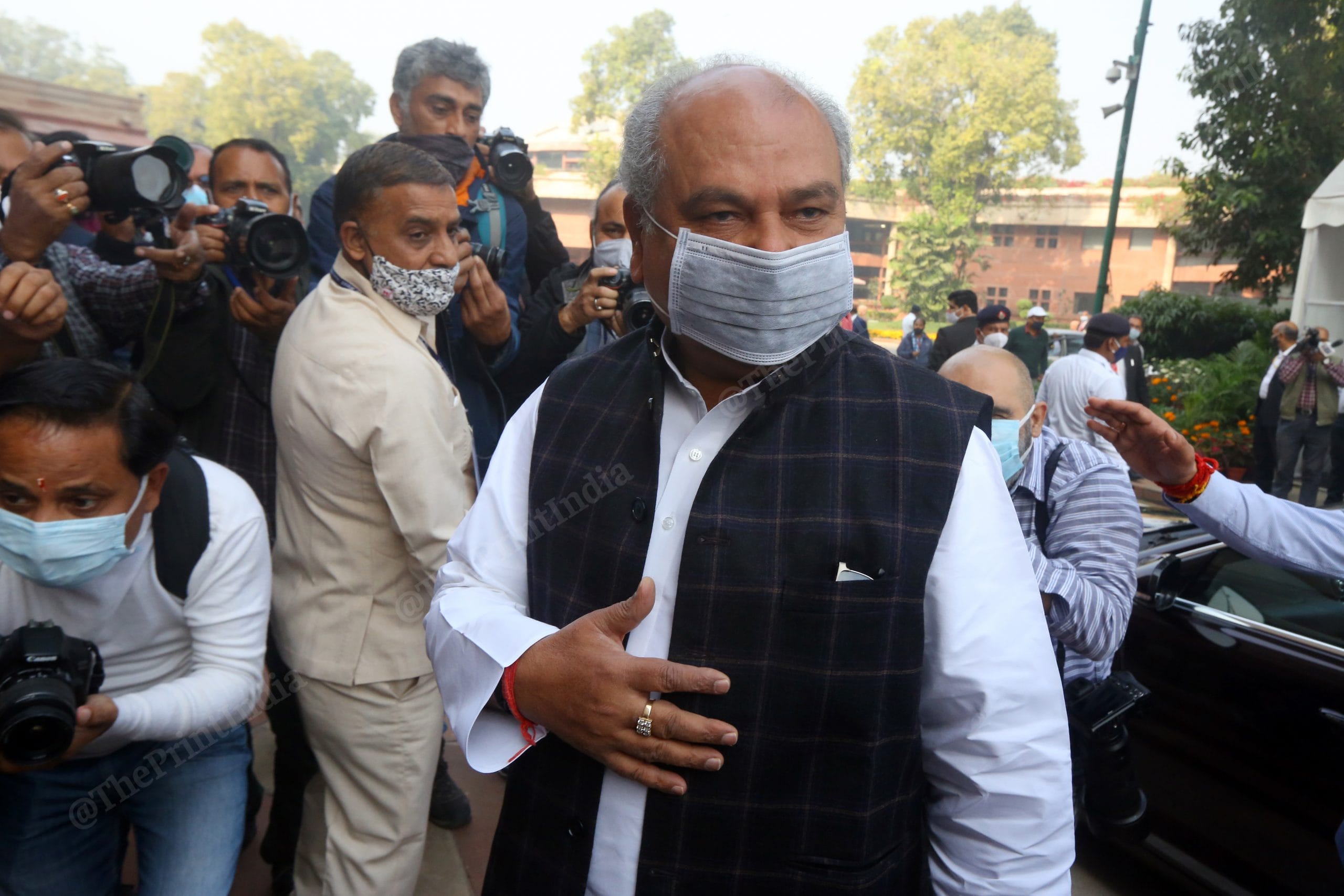 Minister of Agriculture & Farmers Welfare Narendra Singh Tomar arrives at Parliament House | Photo: Praveen Jain | ThePrint