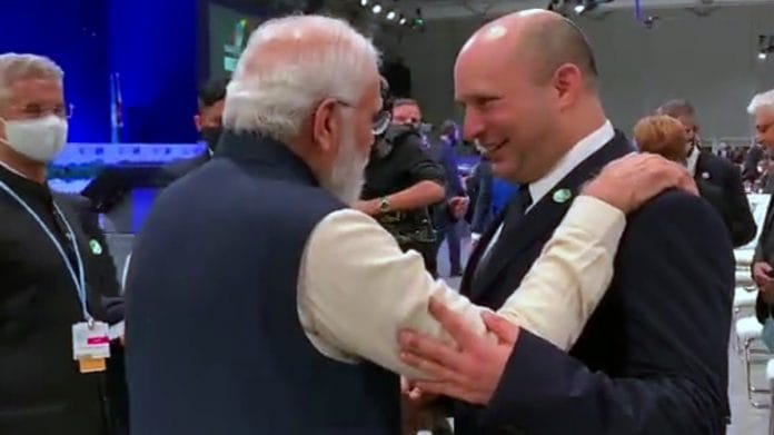 PM Narendra Modi meets Israel Prime Minister Naftali Bennett on sidelines of COP26, in Glasgow, on 2 November 2021 | ANI photo