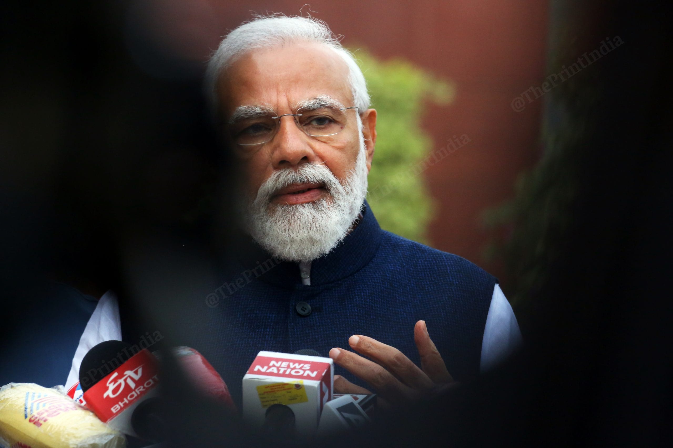 Prime Minister Narendra Modi addressing media at Parliament House | Photo: Praveen Jain | ThePrint