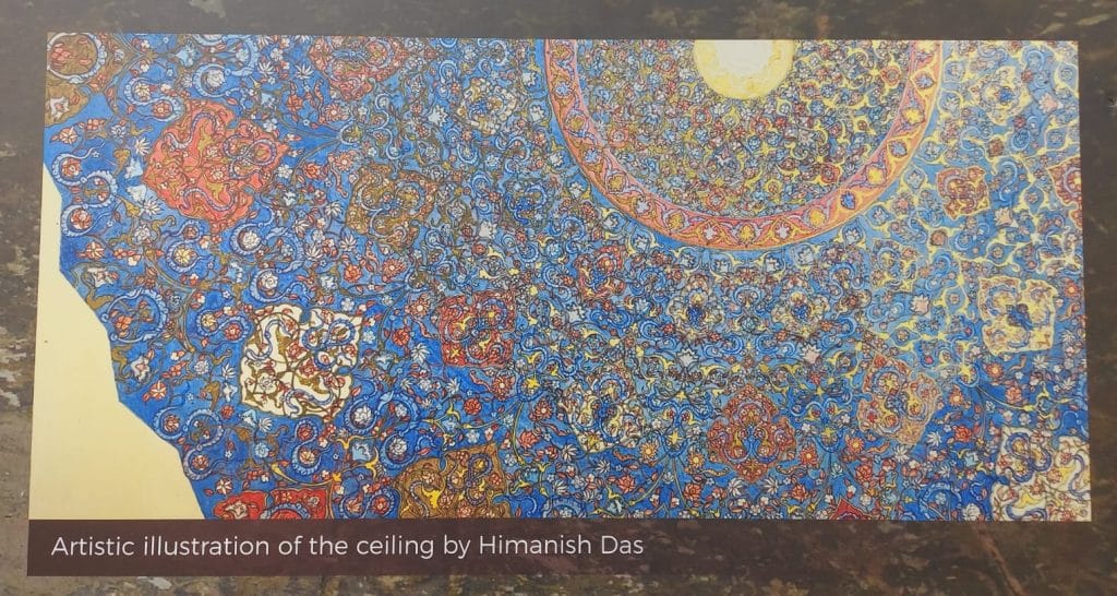 An artistic illustration of the painting of the ceiling of the Sabz Burj. | Photo Credit: Unnati Sharma