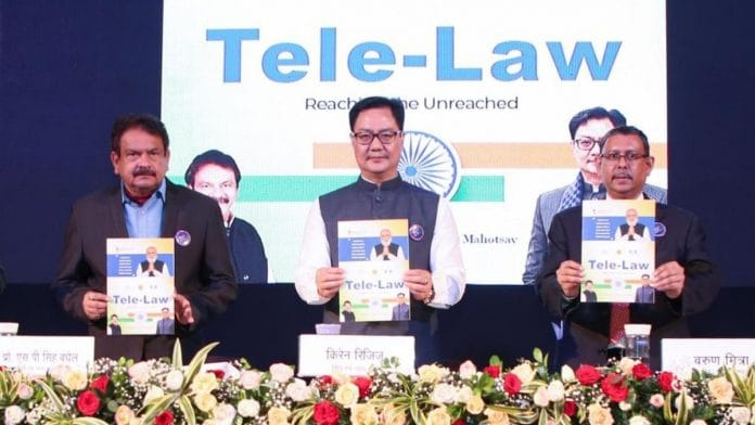 Union Law and Justice Minister Kiren Rijiju along with Minister of State for Law and Justice SP Baghel launched the Citizen's Tele-Law mobile app on 13 November 2021 | Twitter/@KirenRijiju