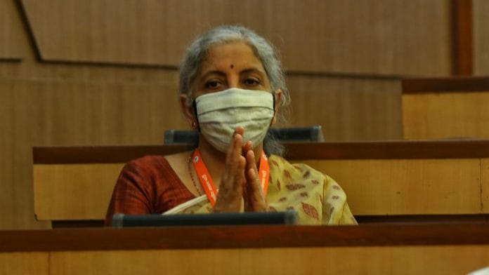 Finance Minister Nirmala Sitharaman at the BJP National Executive meeting in New Delhi Sunday | Photo: Suraj Singh Bisht | ThePrint