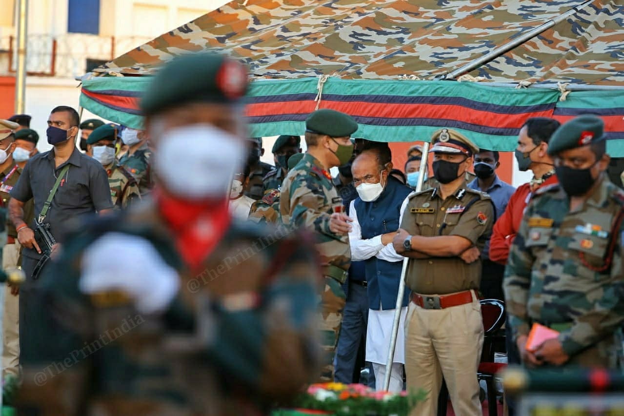 Manipur Chief Minister Biren Singh at the wreath laying ceremony that took place at Imphal Airport Sunday | Photo: Praveen Jain | ThePrint