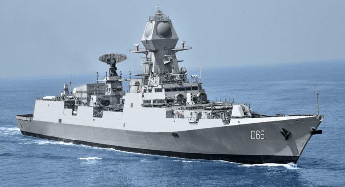The first of the Visakhapatnam class stealth-guided missile destroyers | By special arrangement