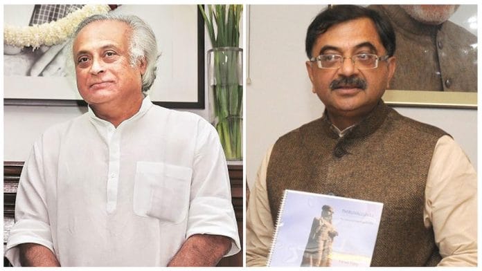 (Left to Right) Congress leader Jairam Ramesh and former BJP MP Tarun Vijay