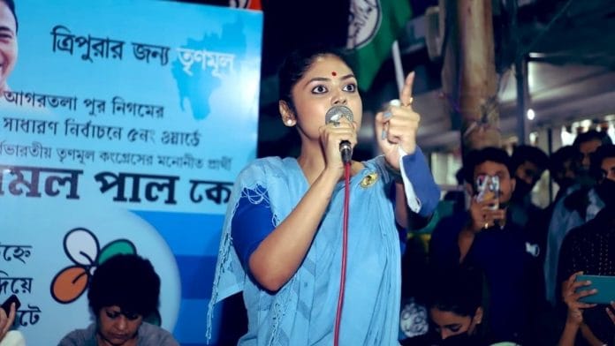 A file photo of Trinamool Youth Congress leader Saayoni Ghosh. | Photo: Twitter/@sayani06
