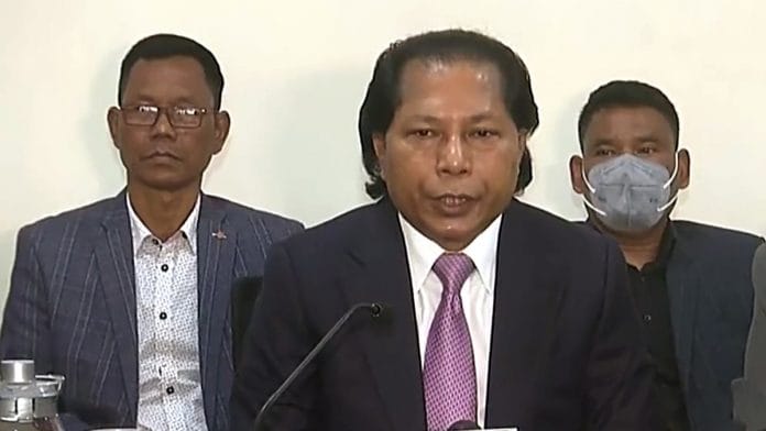 Former Meghalaya chief minister Mukul Sangma speaks to the media about his decision to go with the Trinamool Congress, in Shillong on 25 November | Photo: ANI