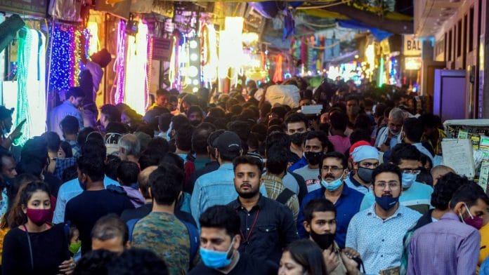 The crowd of shoppers at Delhi's Chandni Chowk market Sunday. | ANI