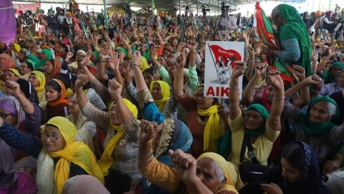 Protesting farmers at the Singhu border on 26 November 2021, marking the completion of one year of protests. | Photo: Manisha Mondal/ThePrint