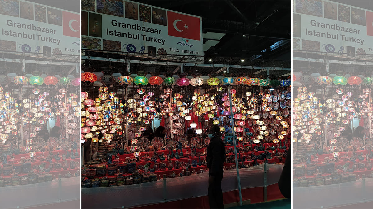 Karpuz brothers’ stall covered in hundreds of decorative lamps at International Trade Fair in Pragati Maidan, New Delhi on 15 November, 2021 | Photo: Pia Krishnankutty, ThePrint