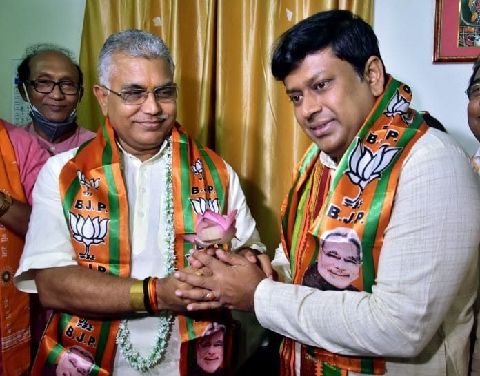 File photo of BJP MPS Dilip Ghosh (left) and Sukanta Majumdar | ANI