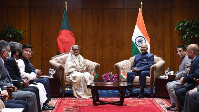 President Ram Nath Kovind meets Bangladesh Prime Minister Sheikh Hasina in Dhaka, on 15 December 2021