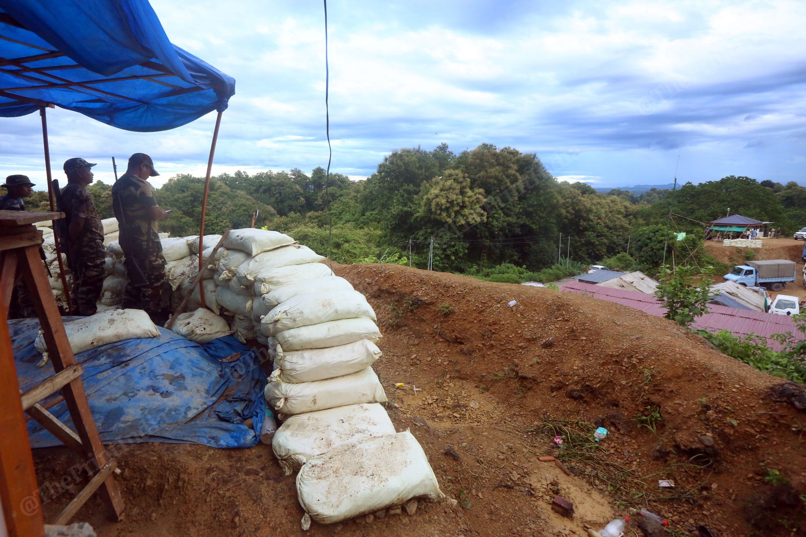 The post constructed by Mizoram Police at the disputed site | Photo: Praveen Jain | ThePrint