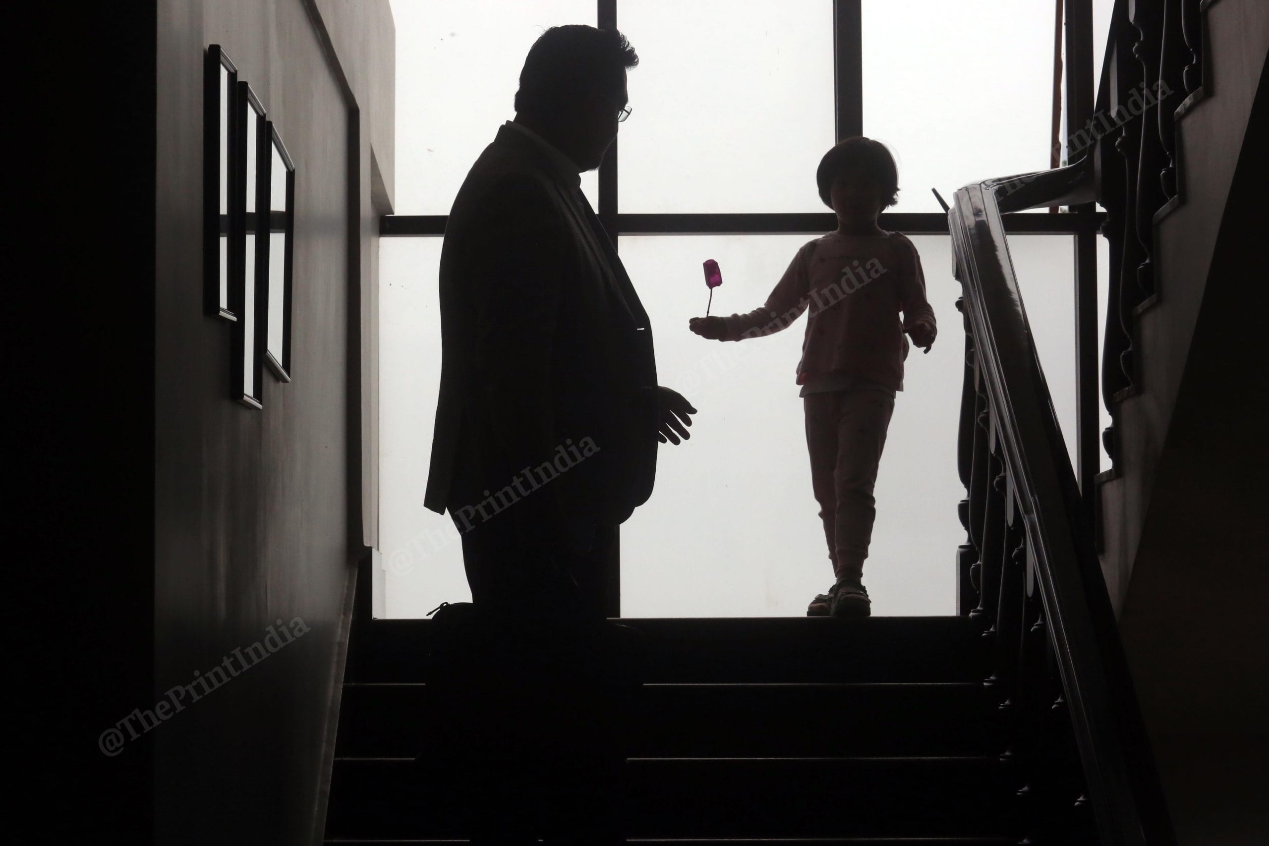 Meghalaya Chief Minister Conrad Sangma with daughter Kaiyyan at their residence in Shillong | Photo: Praveen Jain | ThePrint