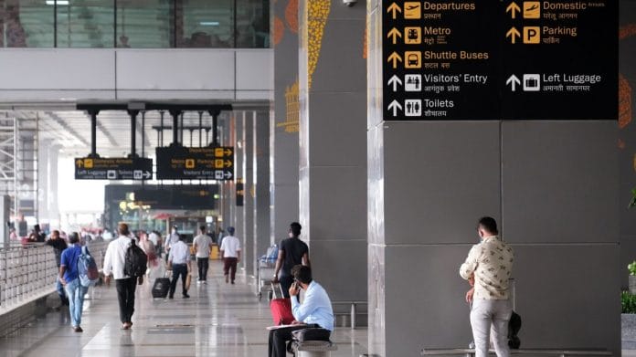 Travelers at Indira Gandhi International Airport in New Delhi | Representational image | Bloomberg