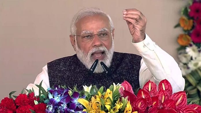 PM Narendra Modi addresses the inauguration of developmental projects worth over Rs 9600 crore in Gorakhpur, on 7 December 2021 | ANI photo
