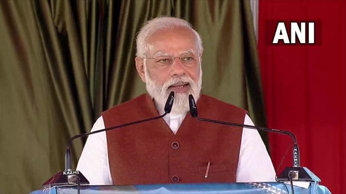 PM Narendra Modi speaks at the inauguration of the Saryu Canal National Project in UP's Balrampur, on 11 December 2021 | Twitter/@ANI