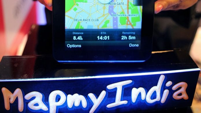 A device showing a Delhi map | Photo: Prakash Singh/AFP/Getty Images via Bloomberg