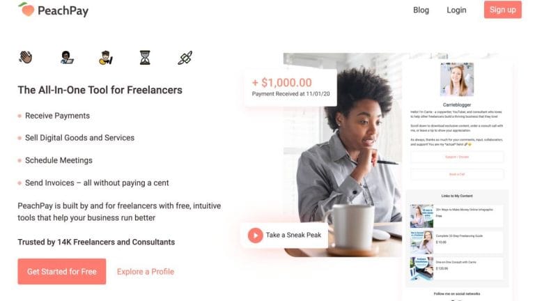 Collect payments hassle-free with PeachPay, an all-in-one tool to manage a freelance business