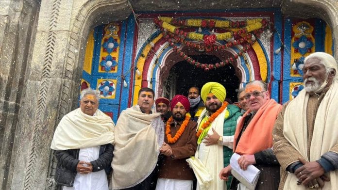 Punjab CM Charanjit Singh Channi and state Congress chief Navjot Singh Sidhu during their trip to Kedarnath in November 2021 | Photo via Twitter