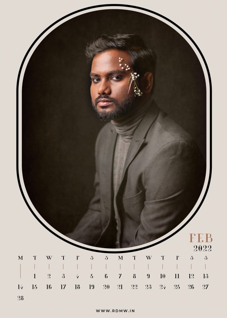 Snehashish on the February page of the Oddity 2022 calendar. 