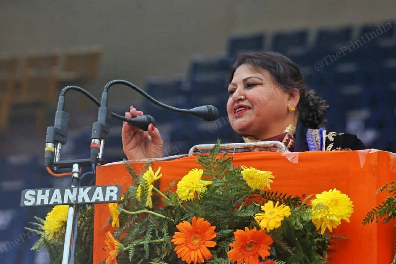 Aawardee gives speech receiving certificate | Photo: Praveen Jain | ThePrint