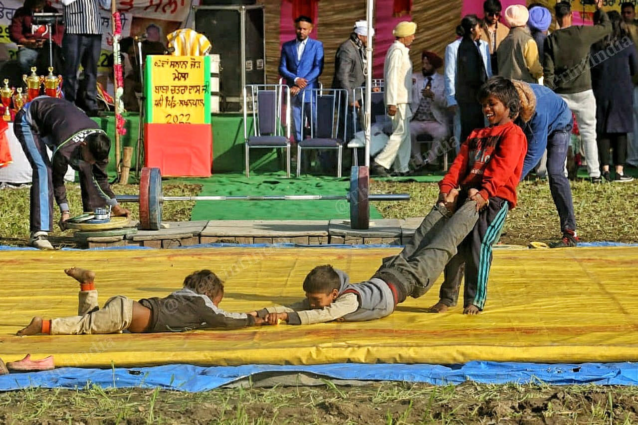  After spech of Congress cabinet minister in Punjab and hockey player pragat Singh children's playing games at his constituency Jandiala Village in Dhani pind Jalandhar cantt | Praveen Jain | ThePrint