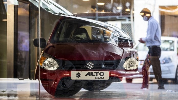 An Alto at one of the Maruti Suzuki showrooms in New Delhi | Photo: Prashanth Vishwanathan | Bloomberg
