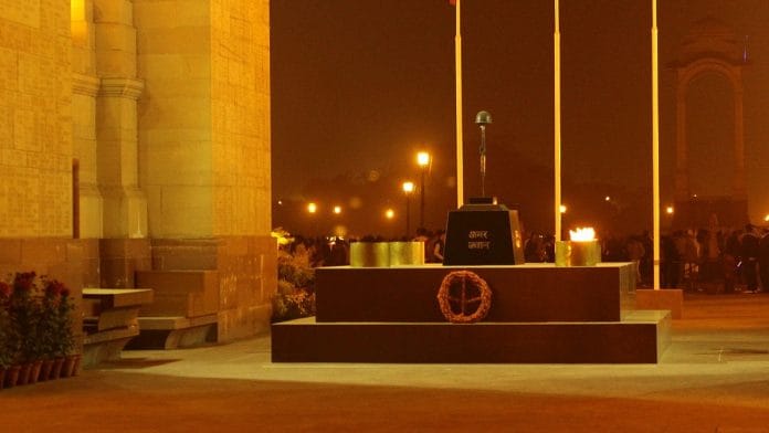 The Amar Jawan Jyoti at India Gate in New Delhi