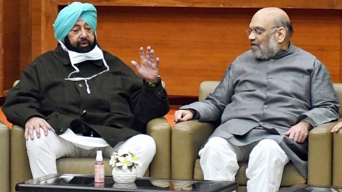 Amarinder Singh with Union home minister Amit Shah Monday | ANI