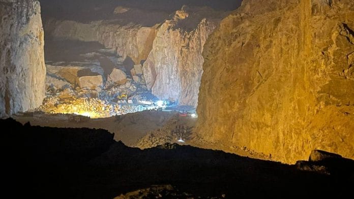 Rescue operations at night at the landslide site in the Dadam mining zone | Photo: Ishadrita Lahiri | ThePrint