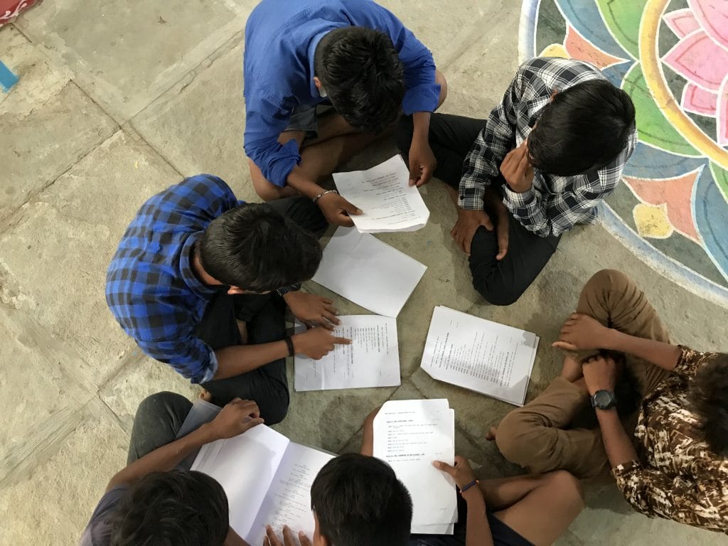 Child actors reading the film scripts. | Photo Credit: Special Arrangement