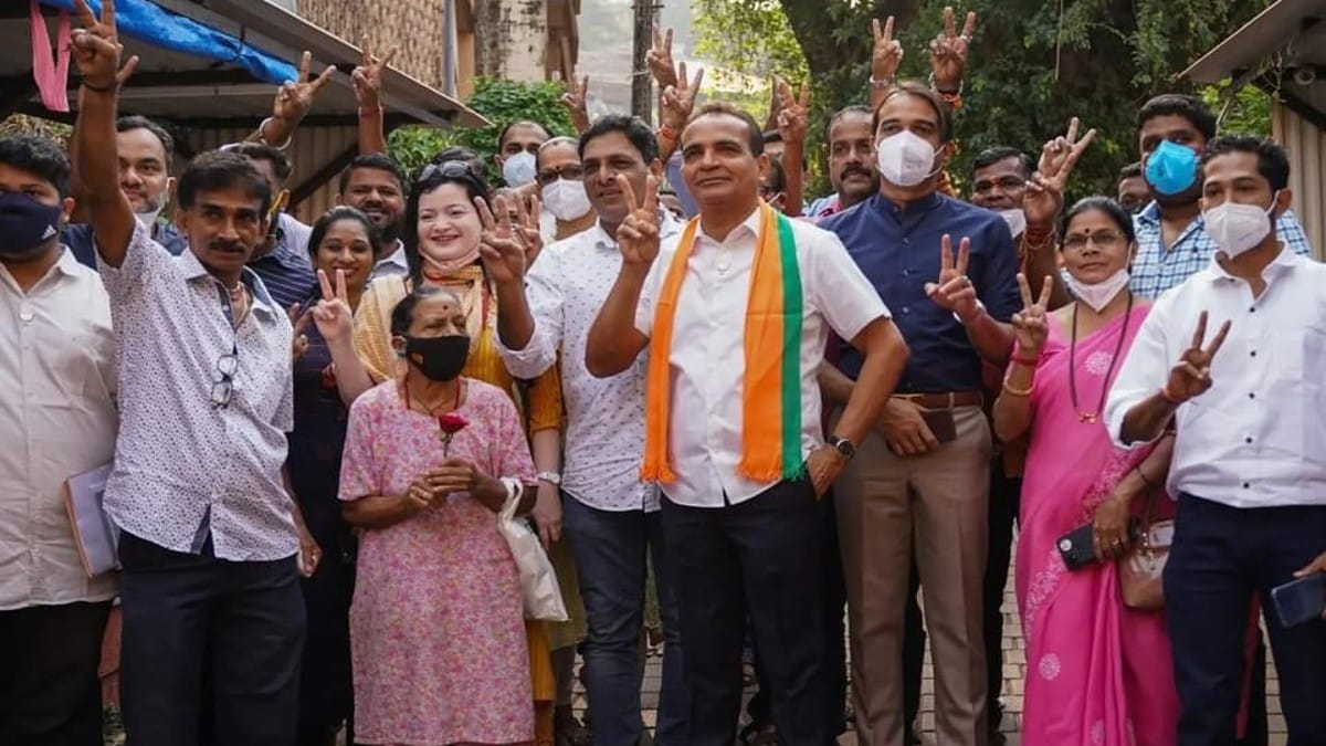 BJP MLA Atanasio Monserrate with his supporters on the day he filed his poll nomination last week | By special arrangement