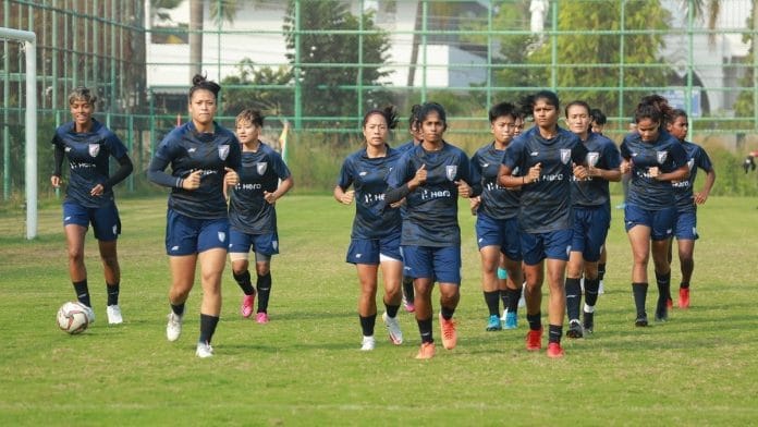 The Indian Blue Tigresses on eve of the Women's Asian Cup. | Photo: Twitter/@IndianFootball