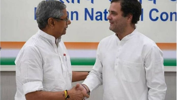 File photo of Congress leader Mohan Prakash (left) with Rahul Gandhi | Twitter | @MohanPrakashINC