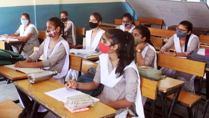 File photo of students in a classroom at a government school in New Delhi | ANI Photo